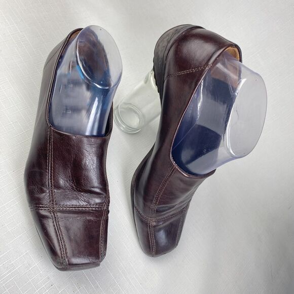 Paul Green Munchen Brown Leather Stitched LOAFERS! Square Toe Women's Sz 5 - Picture 2 of 13